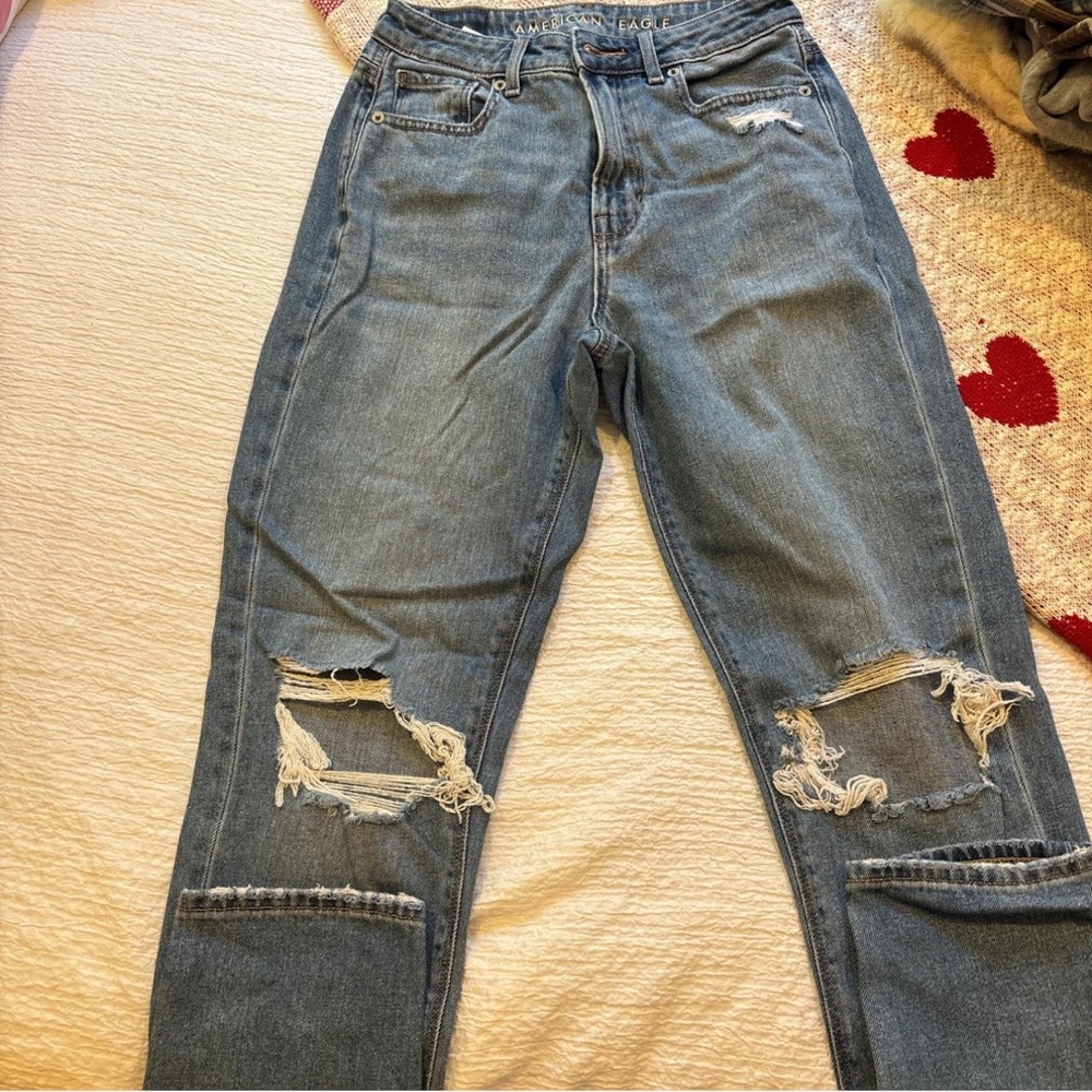 American Eagle Outfitters Ripped Blue Boyfriend Jeans